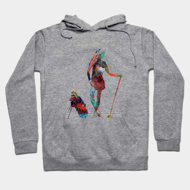 Girl golfer Hoodie by RosaliArt